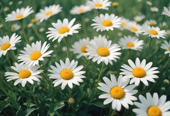 Fototapeta premium Daisies flower closeup Realistic Light with summer season flower concept