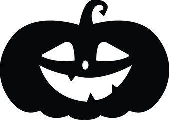 Halloween pumpkins carved face silhouettes icon. Black isolated face patterns on transparent background. Scary and funny face of Halloween pumpkin or ghost. Flat vector