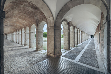 A loggia, also written loggia, is an exterior gallery made up of arches on columns, roofed and open...