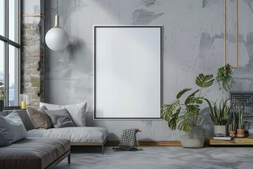 Poster Mockup in Modern Minimalist Interior created with Generative AI