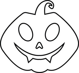 Halloween pumpkins carved face silhouettes line icon. Black isolated face patterns on transparent background. Scary and funny face of Halloween pumpkin or ghost. Outline vector