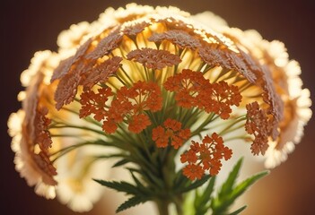 Yarrow flower closeup Realistic Light with summer season flower concept