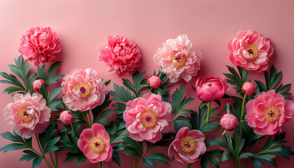 Beauty of Pink and Reddish Peonies, Bright Hues of Peony Flowers