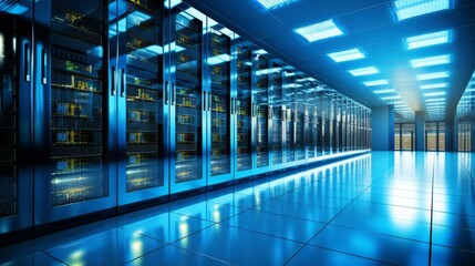 This room is filled with a large number of servers and other equipment for data storage and processing