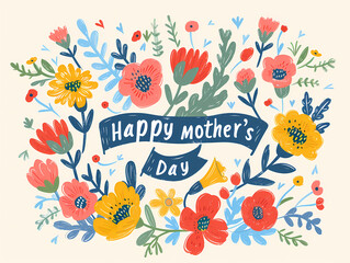 card with flowers, mother's day