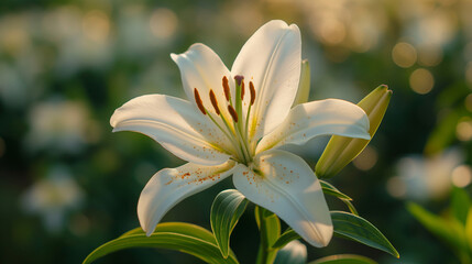 white and yellow flower in the field at sunshine
