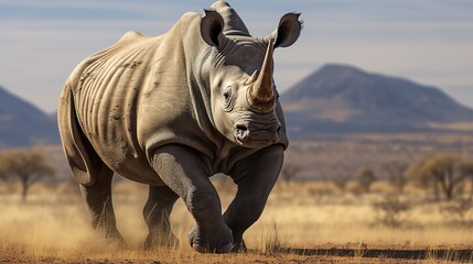 Fototapeta premium Western Black Rhinoceros - Declared extinct, African herbivore species.