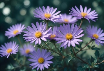 Fototapeta premium Aster flower closeup Realistic Light with summer season flower concept