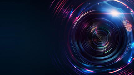 Obraz premium Futuristic photo camera lens on dark background