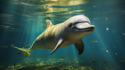 Fototapeta premium Baiji Yangtze River Dolphin - Tragically extinct, China's river cetacean.