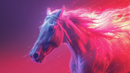 Minimalist Horse Sales Advertisement with Holographic Text in Modern Graphic Design