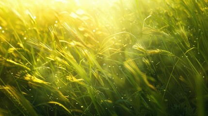 A closeup shot capturing the movement of tall terrestrial plants in a windy natural landscape. The grassland sways gracefully in the wind AIG50