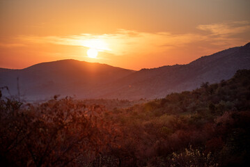 Sunrise at Pilanesberg National Park in South Africa