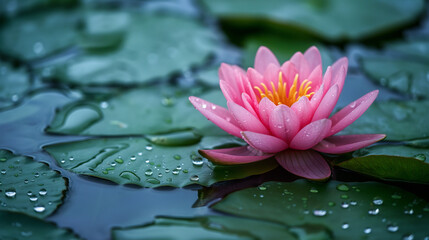 pink water lily flower in river in nature 