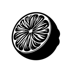 Black silhouette of a simple minimal lime with thick outline side view isolated-02