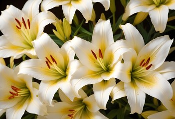 Obraz premium Lilies flower closeup Realistic Light with summer season flower concept