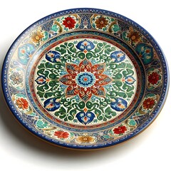 Fototapeta premium Moroccan ceramic plate painted with vibrant geometric patterns