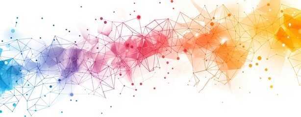 A colorful line of dots with a rainbow background