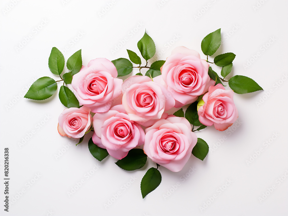 Wall mural english roses arranged elegantly on white backdrop