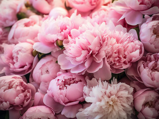 Fototapeta premium Peonies in vivid detail against a summer backdrop