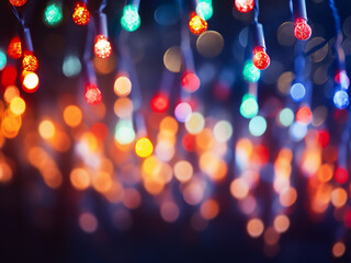 Festive bokeh lights on a dark background, signaling the arrival of the holiday season