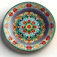 Fototapeta premium Moroccan ceramic plate painted with vibrant geometric patterns