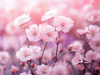 Obraz premium Soft pink gypsophila blooms blur, creating a gentle floral backdrop