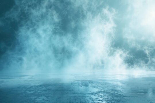 A blue sky with a misty haze and a few clouds