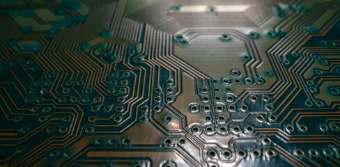 Electronic circuit board background. Abstract digital technology background. Electronic computer hardware technology. Motherboard digital chip. Tech background.