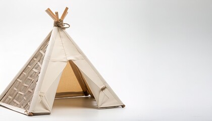 Native American people  concept paper origami isolated on white background of a tipi or teepee  conical lodge tent, home or house, with copy space, simple starter craft for kids