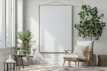 Poster Mockup in Modern Minimalist Interior created with Generative AI