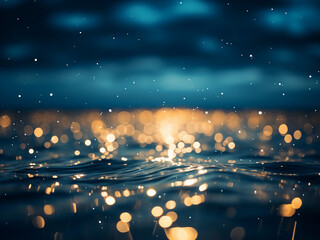 Seas light reflection creates abstract bokeh at night