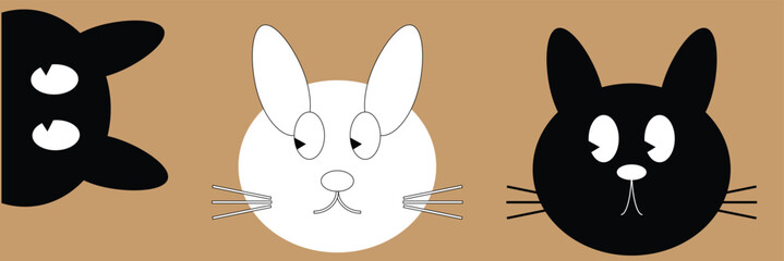 Black cat kitten kitty icon set. Cute kawaii cartoon character. Sad, angry, happy, surprised emotion. Valentines Day. Greeting card, banner, t-shirt, sticker print. Eps 10.