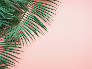 Tropical leaves on pastel background create a summer concept