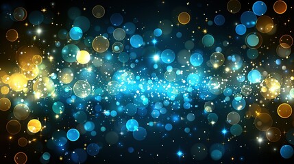   A clear image featuring a vibrant blue-yellow gradient over a dark blue backdrop with distinct circle and star patterns on a black foreground