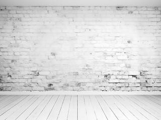 Fototapeta premium High-quality imagery reveals white brick wall and floor textures