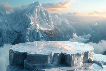 Modern and adaptable, the 3D podium with a striking neon effect creates a futuristic and vibrant image, perfect for displaying products or awards in a contemporary setting