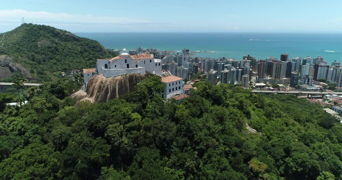 Aerial view of Convento de Nossa Senhora da Penha - Vila Velha, Esp&iacute;rito Santo, Brazil