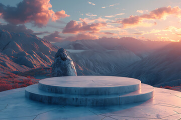 Modern and adaptable, the 3D podium with a striking neon effect creates a futuristic and vibrant image, perfect for displaying products or awards in a contemporary setting