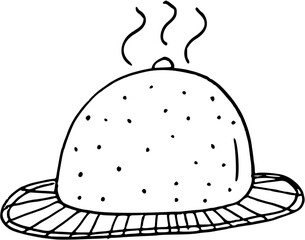 Restaurant, Café , Bon Appétit Doodle Line Art Illustration. PlatHand Drawn Pencil Vector Clip Art.