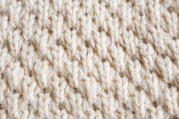 Close-up of Textured Knitted Wool Fabric Background