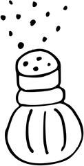 Restaurant, Café , Bon Appétit Doodle Line Art Illustration. Hand Drawn Pencil Vector Clip Art. Salt pepper 