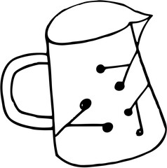 Restaurant, Café , Bon Appétit Doodle Line Art Illustration. Hand Drawn Pencil Vector Clip Art. Carafe of water