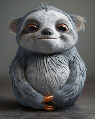Fototapeta premium 3D cute and happy baby sloth.