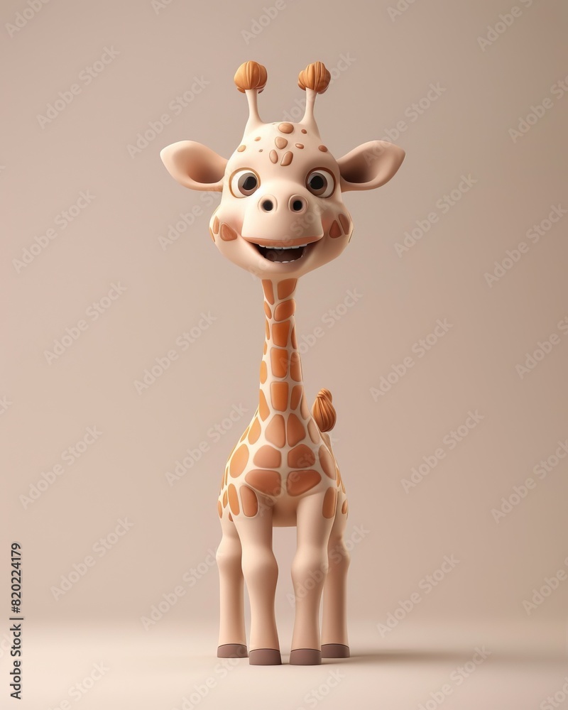 Sticker 3d cute and happy baby giraffe.