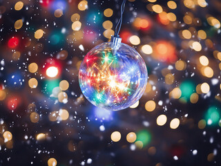 Horizontal view capturing the mesmerizing glow of Christmas lights