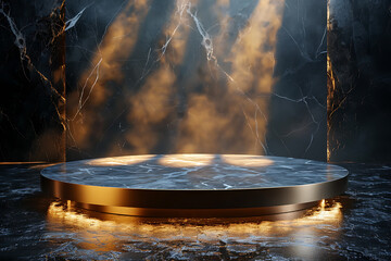 Modern and adaptable, the 3D podium with a striking neon effect creates a futuristic and vibrant image, perfect for displaying products or awards in a modern setting