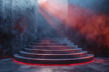 Modern and adaptable, the 3D podium with a striking neon effect creates a futuristic and vibrant image, perfect for displaying products or awards in a modern setting