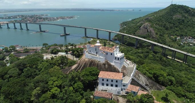 Aerial view of Convento de Nossa Senhora da Penha - Vila Velha, Esp&iacute;rito Santo, Brazil