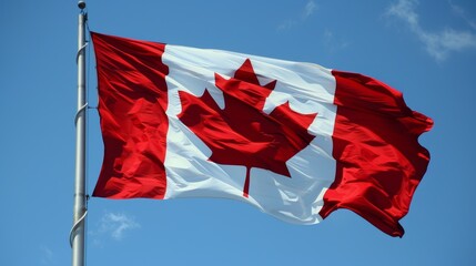 Canada Day - Canadian flag waving in the sky